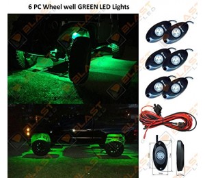 GREEN LED ROCK LIGHTS - 6PC
